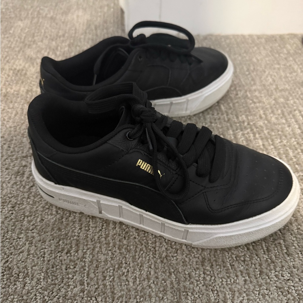 PUMA Women’s Black Leather Low-Top Sneakers